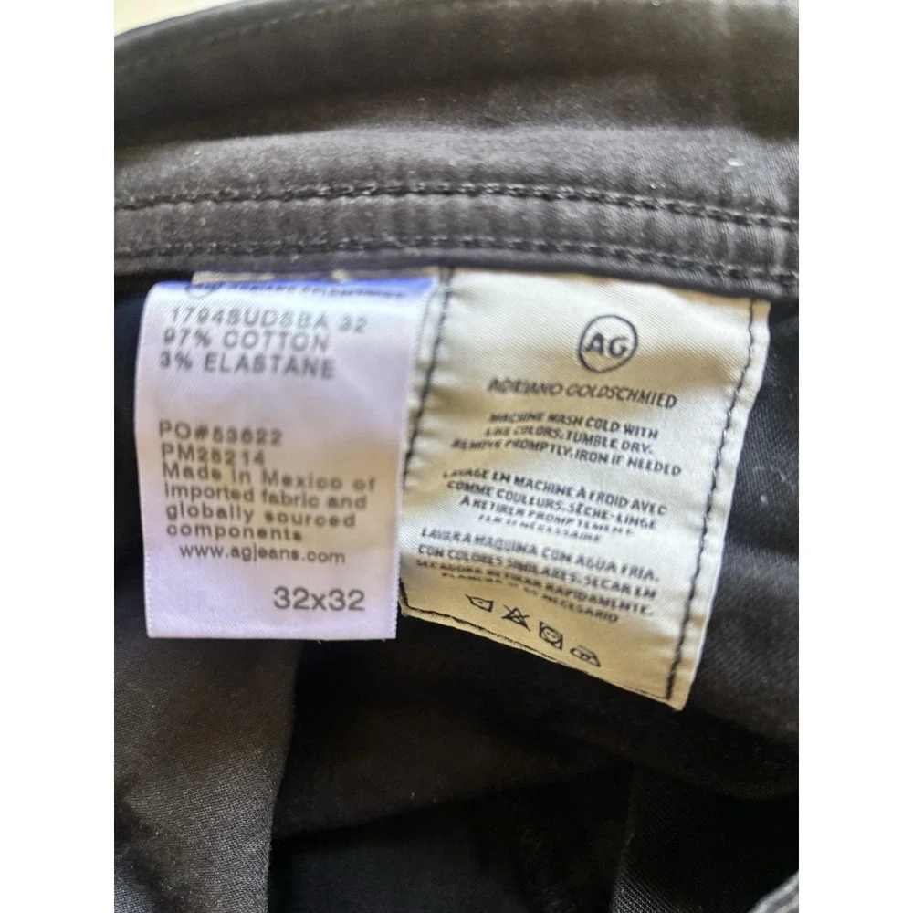 AG Adriano Goldschmied The Everett SUD Black Sueded Pants Jeans Men's 32X32 Slim